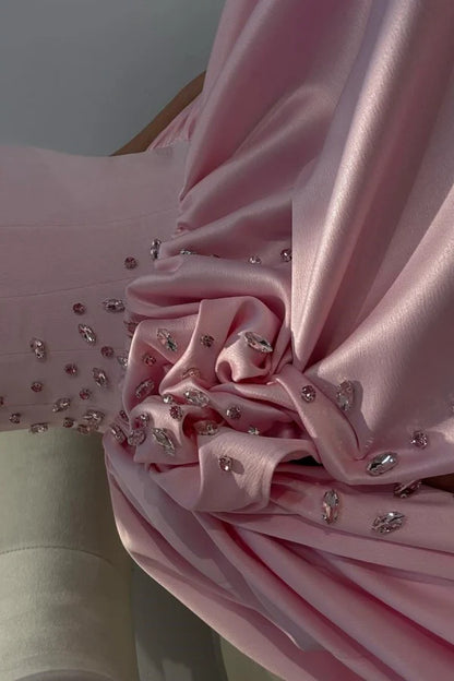 Cute A line Sweetheart Pink Satin Prom Dresses Long Party Dress 23rd Birthday Outfits Graduation Dress RB954