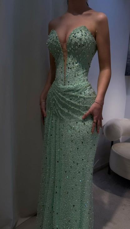 Sexy Mermaid Sweetheart Mint Green Prom Dresses Long Party Dress 22th Birthday Outfits Graduation Dress RB957