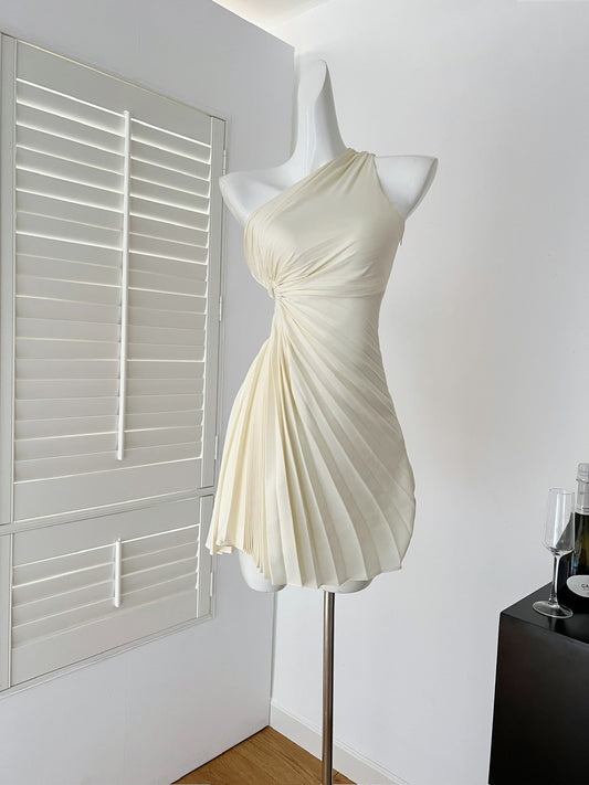 Apricot One-Shoulder Etuikleid Chiffon Kurze Partykleider Schlichte Homecoming-Kleider RF01013