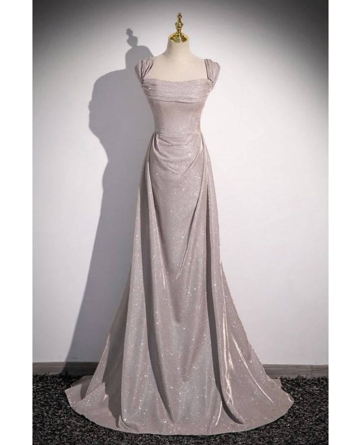 Elegant Off Shoulder Mermaid Pink Glitter Satin Prom Dresses Formal Evening Dresses RF0382