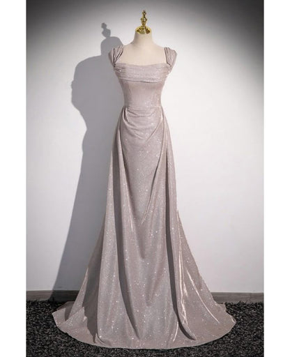 Elegant Off Shoulder Mermaid Pink Glitter Satin Prom Dresses Formal Evening Dresses RF0382