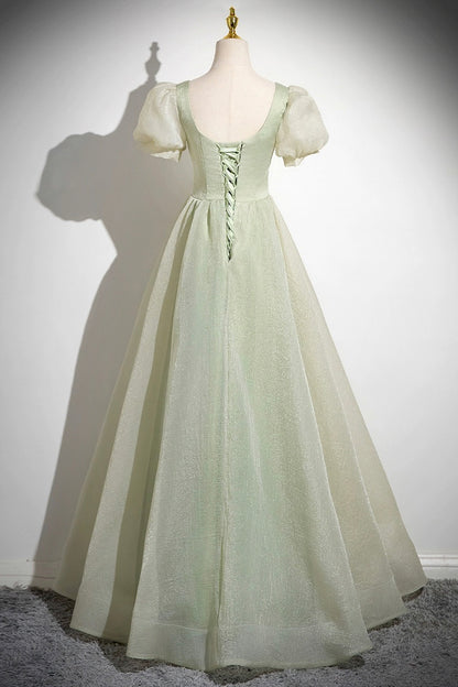 Green Tulle Long A-Line Prom  Dress Formal Evening Dresses- RF0438