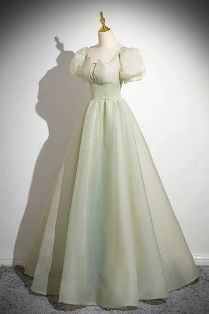 Green Tulle Long A-Line Prom  Dress Formal Evening Dresses- RF0438