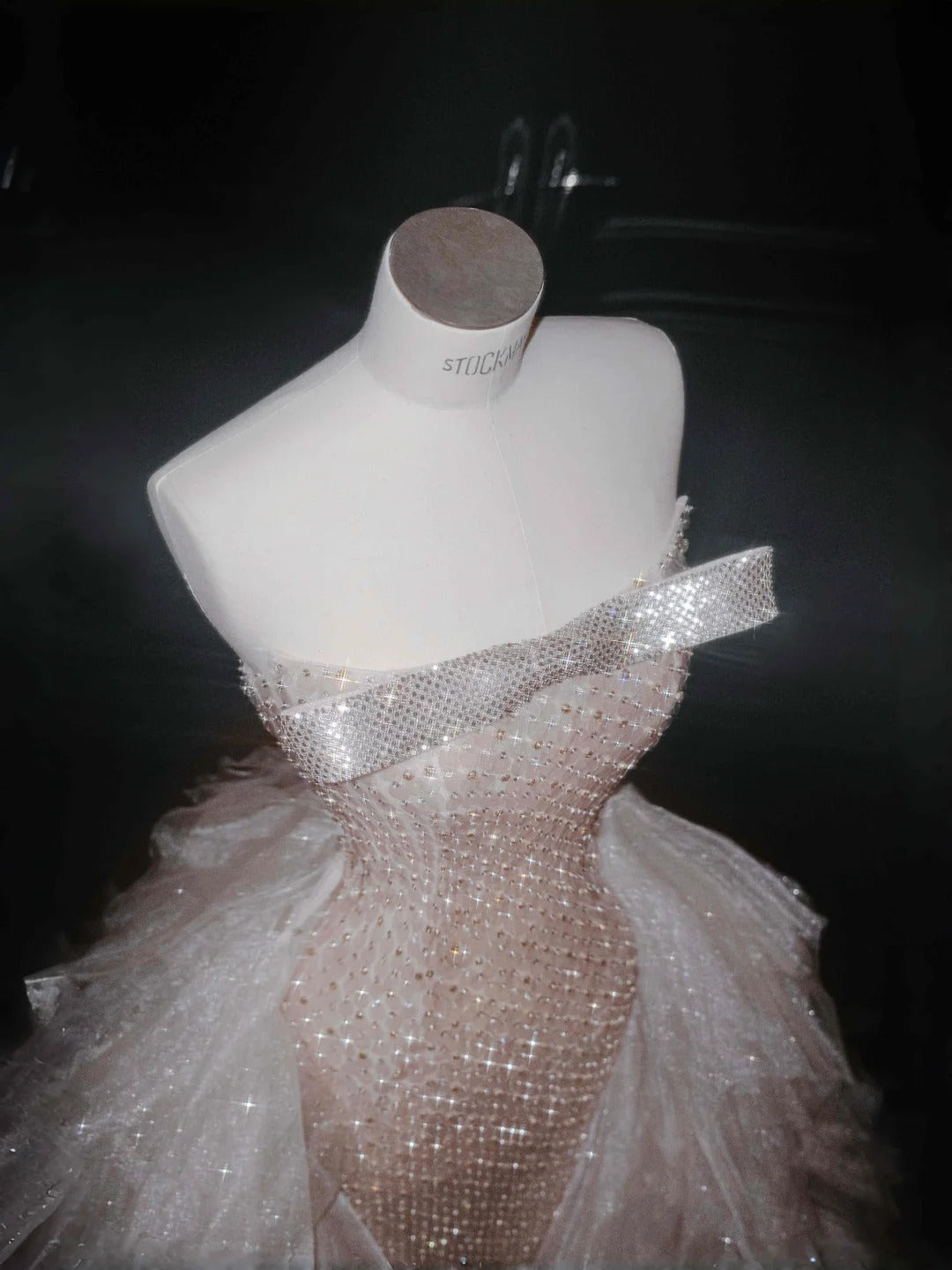 Gorgeous Strapless Blush Pink Sequin Chiffon Sheath Prom Dresses Sweet Formal Evening Dresses- RF0452