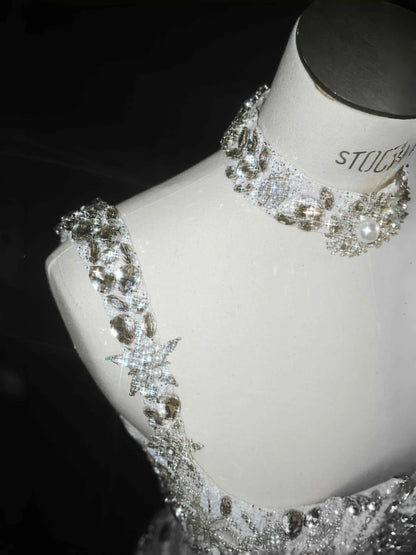 Einzigartiges goldenes, quadratisches Halsband mit Diamantperlen, figurbetontes, kurzes Ballkleid, wunderschönes Homecoming-Kleid RF0496