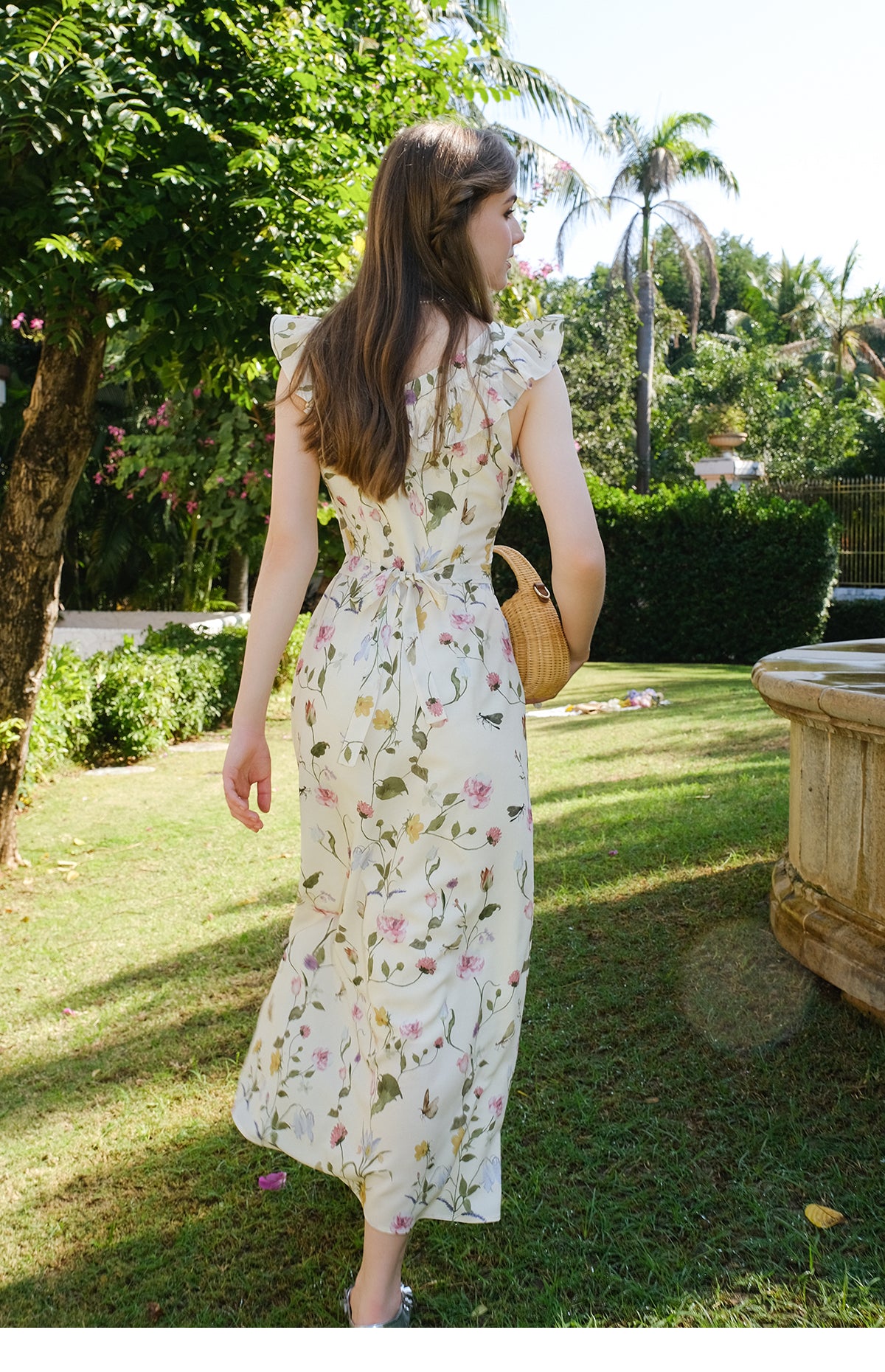 Modisches ärmelloses Chiffon-Sommerkleid mit Blumenmuster RF0549