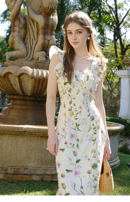 Modisches ärmelloses Chiffon-Sommerkleid mit Blumenmuster RF0549