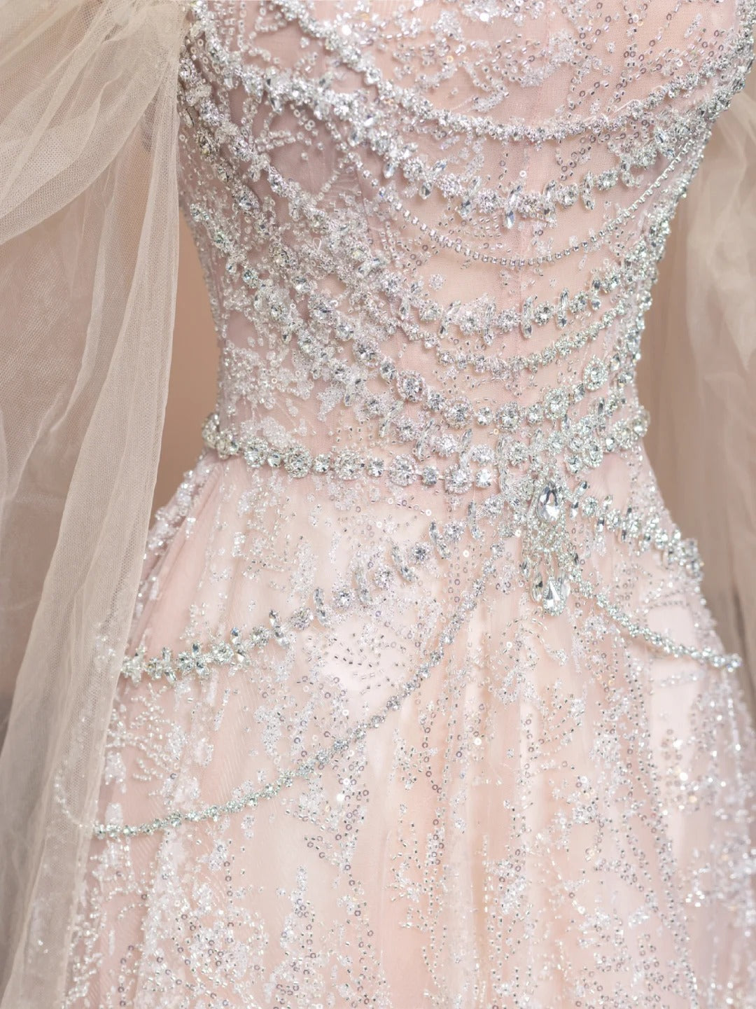 Cute Pink Off-the-shoulder A-Line Evening Gowns Gorgeous Sequin Beaded Tulle Wedding Dress RF0614