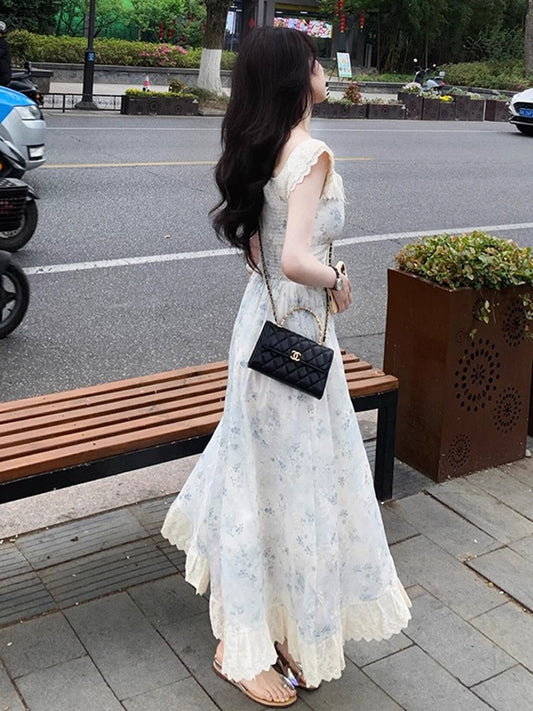 Elegantes Chiffon-Kleid mit Blumenmuster für die Kaffeepause im neuen Sommerstil für Frauen RF0643