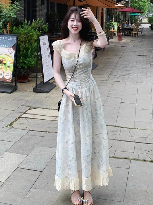 Elegantes Chiffon-Kleid mit Blumenmuster für die Kaffeepause im neuen Sommerstil für Frauen RF0643
