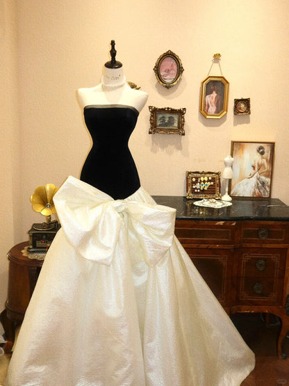 Elegant Black Strapless A-Line Satin Long Porm Dresses Formal Evening Gowns RF0674