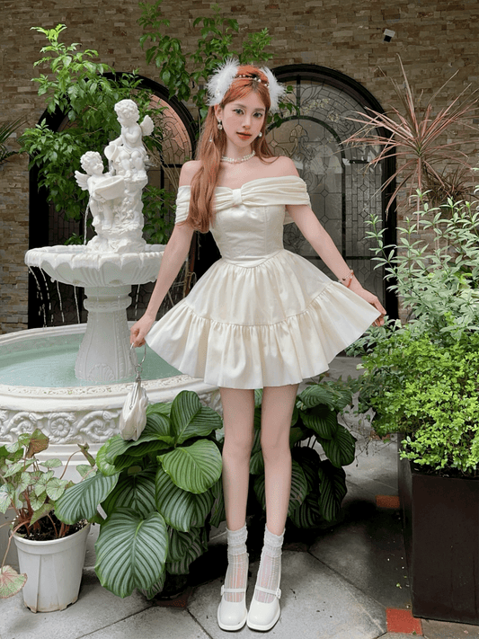 Süßes Apricot Apricot Off-the-Shoulder A-Linie Satin Homecoming Kleid Kurze Abendkleider RF0715