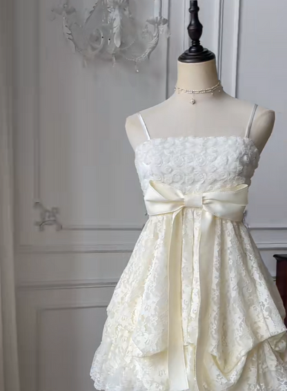 Süße Spaghettiträger A-Linie Spitze Kurzes Ballkleid Homecoming Kleid RF0766