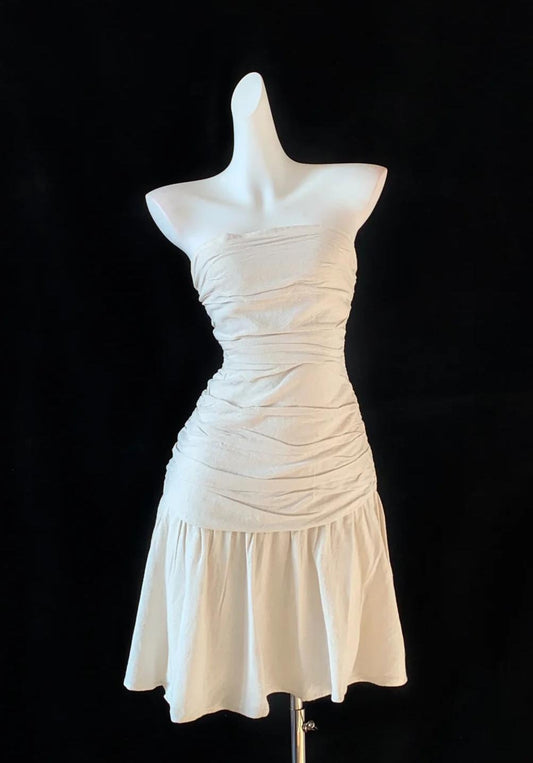 Schlichtes Apricot Trägerloses A-Linie Kurzes Ballkleid Homecoming Kleid RF0768