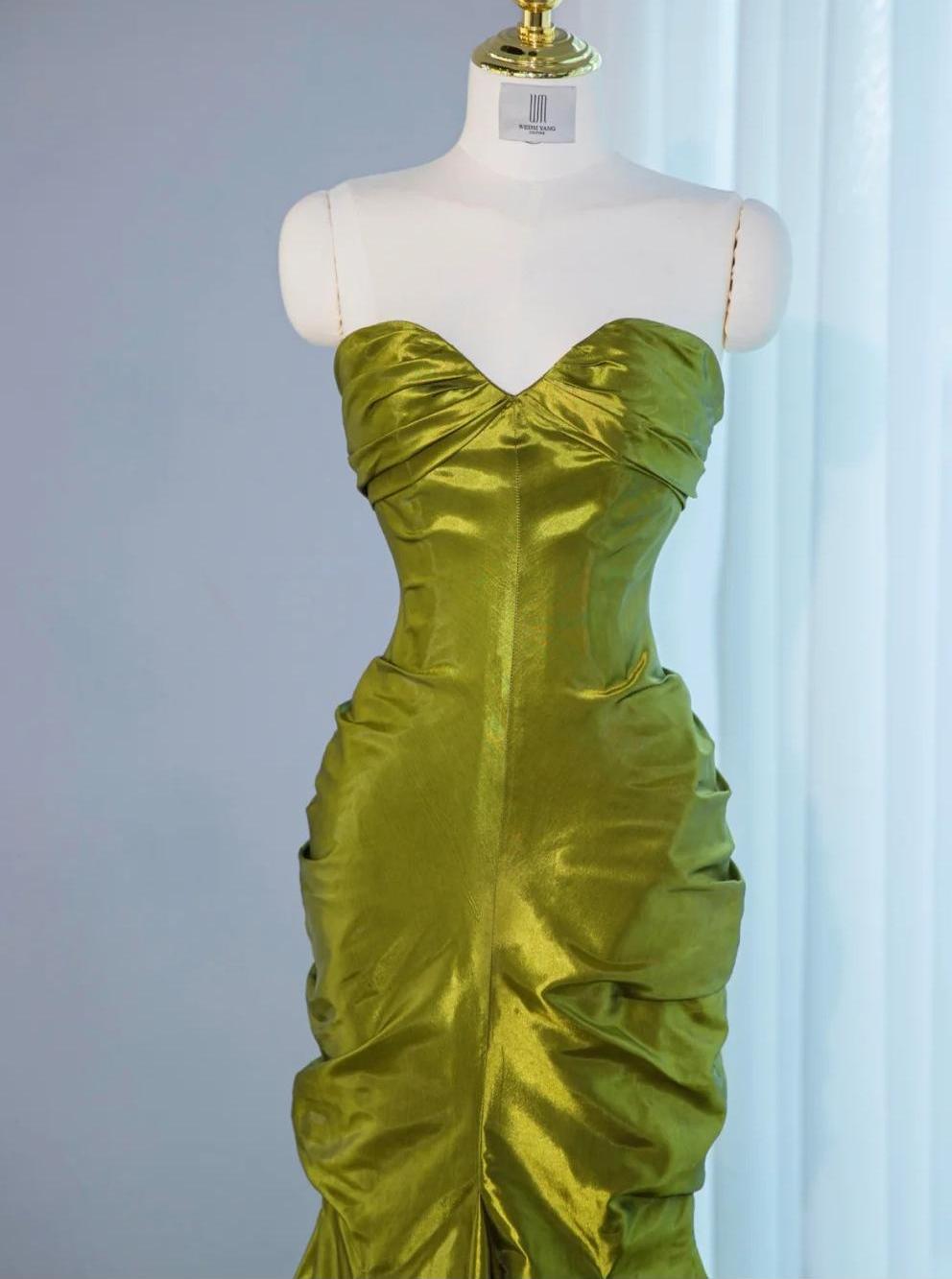 Gorgeous Green Sweetheart Mermaid Satin Long Prom Dresses Formal Evening Gowns  RF0769