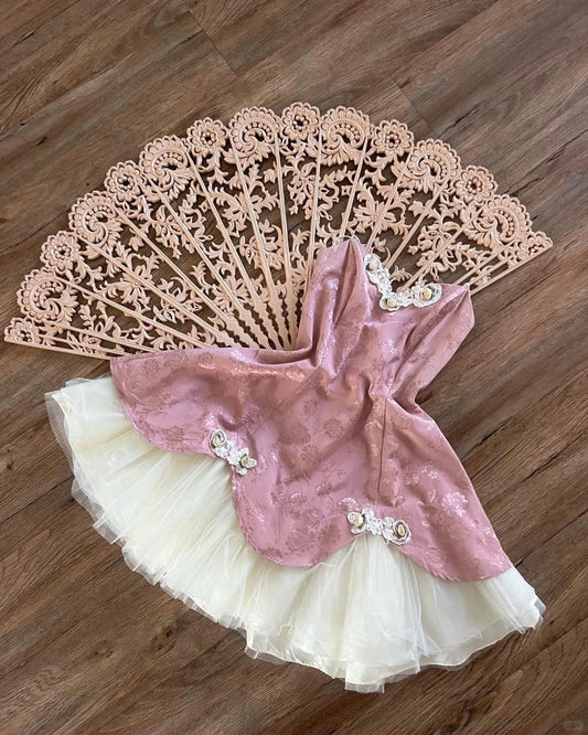 Vintage Rosa Herzförmiger Ausschnitt A-Linie Jacquard Satin Tüll Kurze Ballkleider Homecoming Kleider RF0808