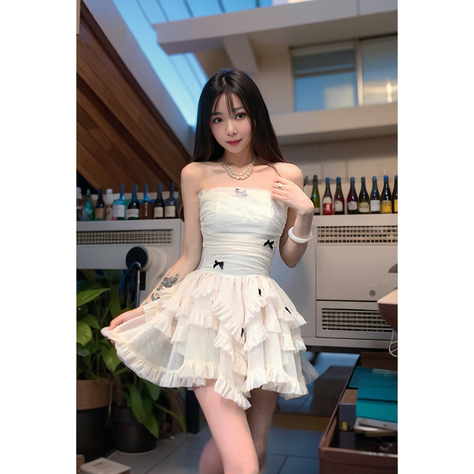 Elegantes apricotfarbenes trägerloses A-Linien-Chiffon-Geburtstagskleid RF0810