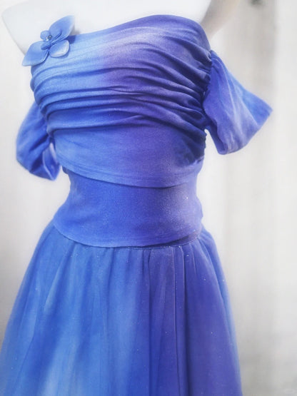 Wunderschöne Lila Off Schulter A-Linie Chiffon Kurze Ballkleider Geburtstag Abendkleider RF0851