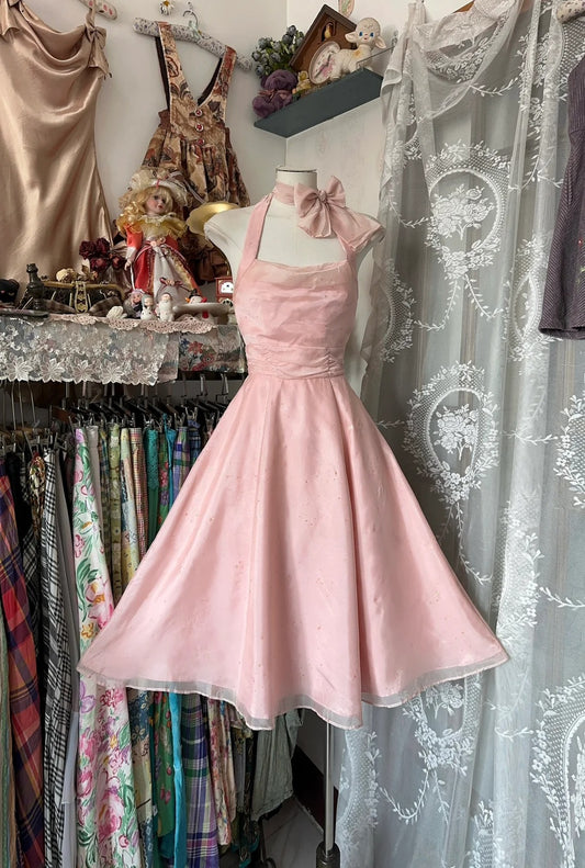 Rosa Neckholder A-Linie Tüll Kurze Atemberaubende Ballkleider Homecoming Kleider RF0862