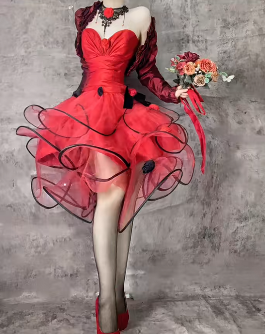 Atemberaubendes rotes Herzausschnitt-A-Linien-Kurzes Tüll-Ballkleid Homecoming-Kleid RF0865