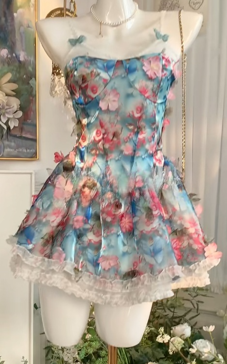 Atemberaubendes A-Linien-Kurzes Geburtstagsballkleid mit Spaghettiträgern und Tüllapplikationen RF0913