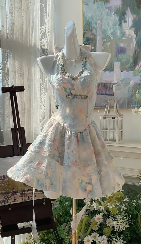 Märchenhaftes Neckholder-A-Linien-Kurzkleid für Geburtstagsparty RF0920