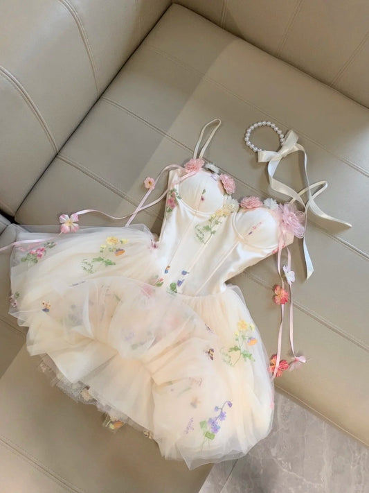 Süßes weißes Herzausschnitt A-Linie Satin Tüll Kurzes Geburtstags-Ballkleid Süßes Homecoming-Kleid mit Applikationen RF0921