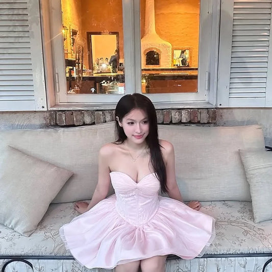 Wunderschönes rosa A-Linien-Abendkleid mit herzförmigem Ausschnitt und Spitze aus Tüll für Geburtstags- und Abschlussfeiern, RF0930