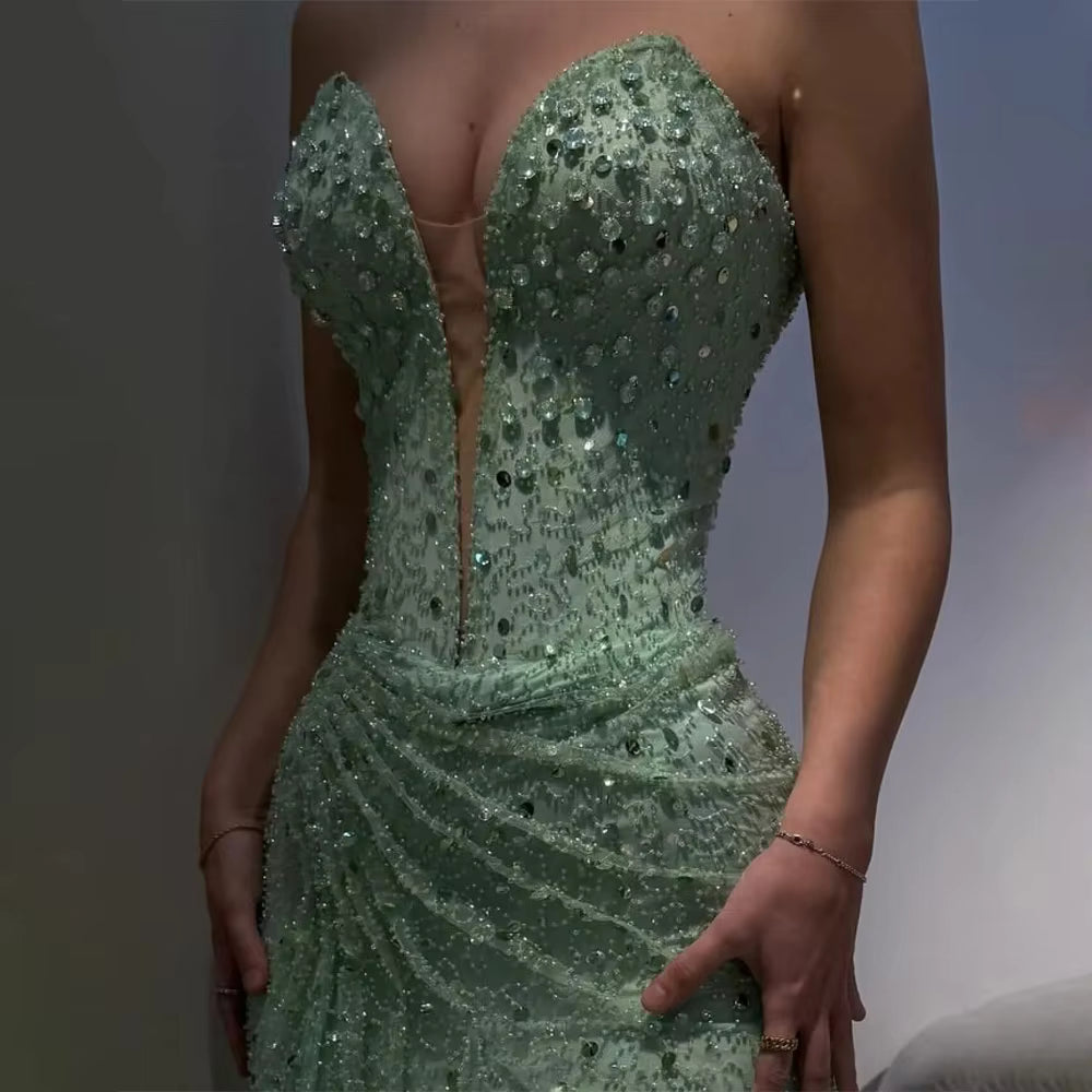 Sexy Mermaid Sweetheart Mint Green Prom Dresses Long Party Dress 22th Birthday Outfits Graduation Dress RB957