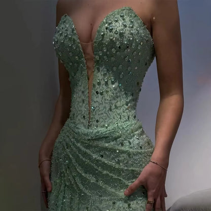 Sexy Mermaid Sweetheart Mint Green Prom Dresses Long Party Dress 22th Birthday Outfits Graduation Dress RB957
