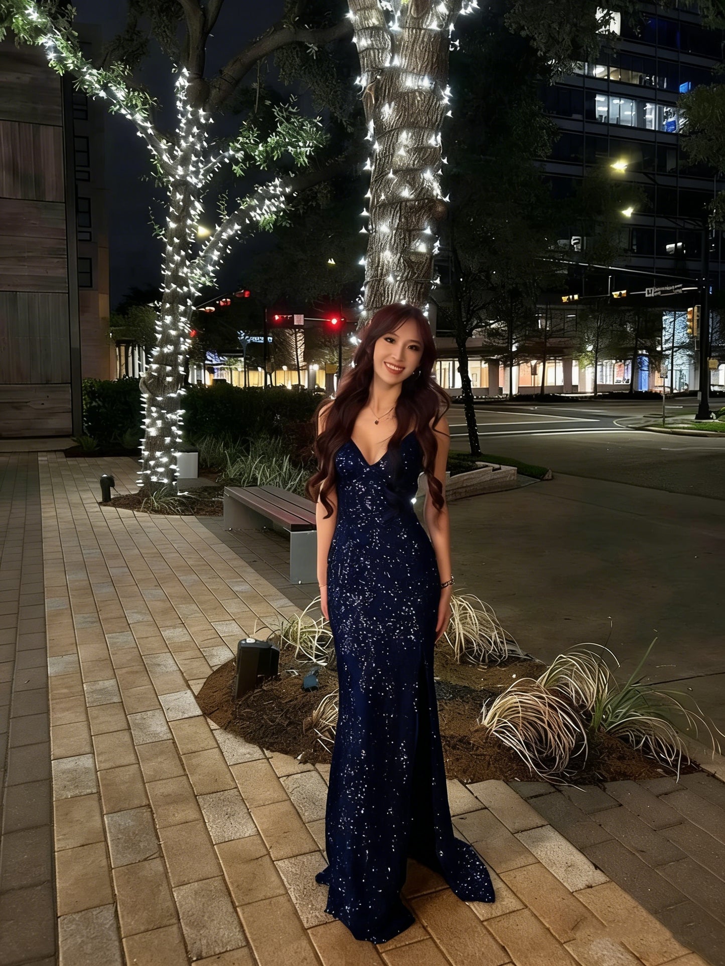 Elegantes, langes, burgunderrotes Meerjungfrauenkleid mit V-Ausschnitt und Pailletten, formelles Abendkleid, elegantes Partykleid AB2053