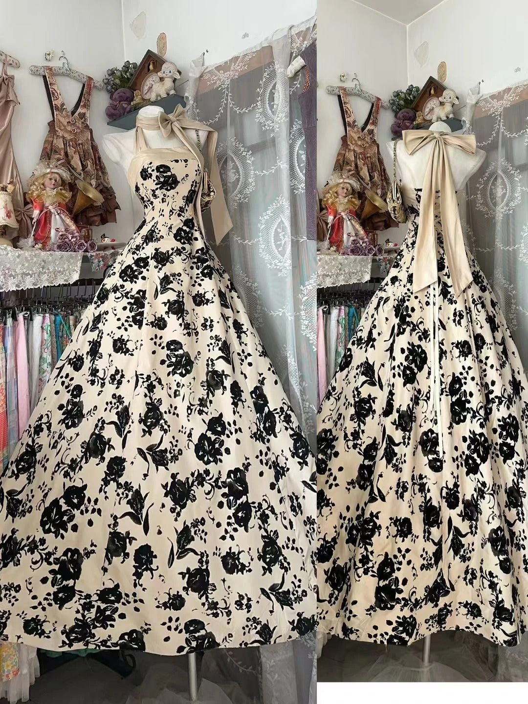 Vintage Prom Dresses Aesthetic Ball Gown Halter Long Inspo Formal Party Gowns N1969