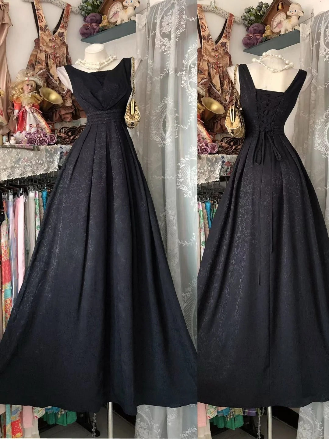 Vintage Prom Dresses Mermaid Black Tie Dress 2000s Retro Party Evening Formal Gown RC1115