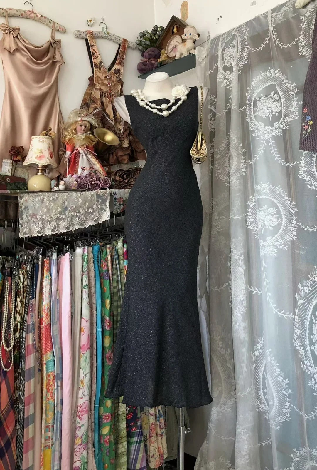 Vintage Prom Dresses Mermaid Black Tie Dress 2000s Retro Party Evening Formal Gown RC1119