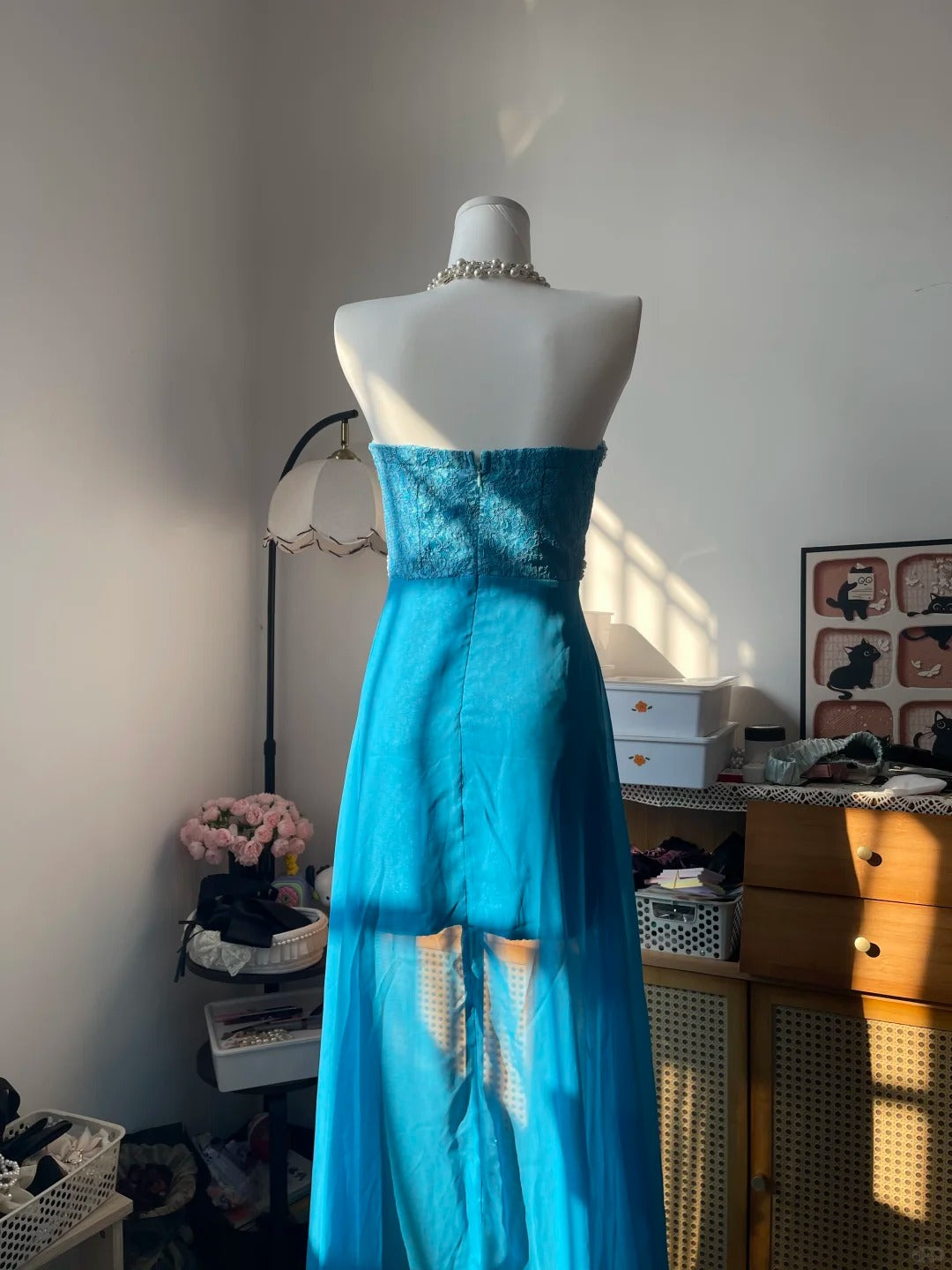 Vintage Sheath Sweetheart Blue Lace With Beading 16th Birthday Homecoming Dress Graduation Outfits RB6797