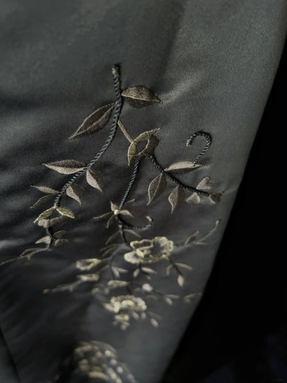 Vintage Prom Dresses Inspo Ball Gown Strapless Grey Satin With Embroidery For Women Formal Dress N3206