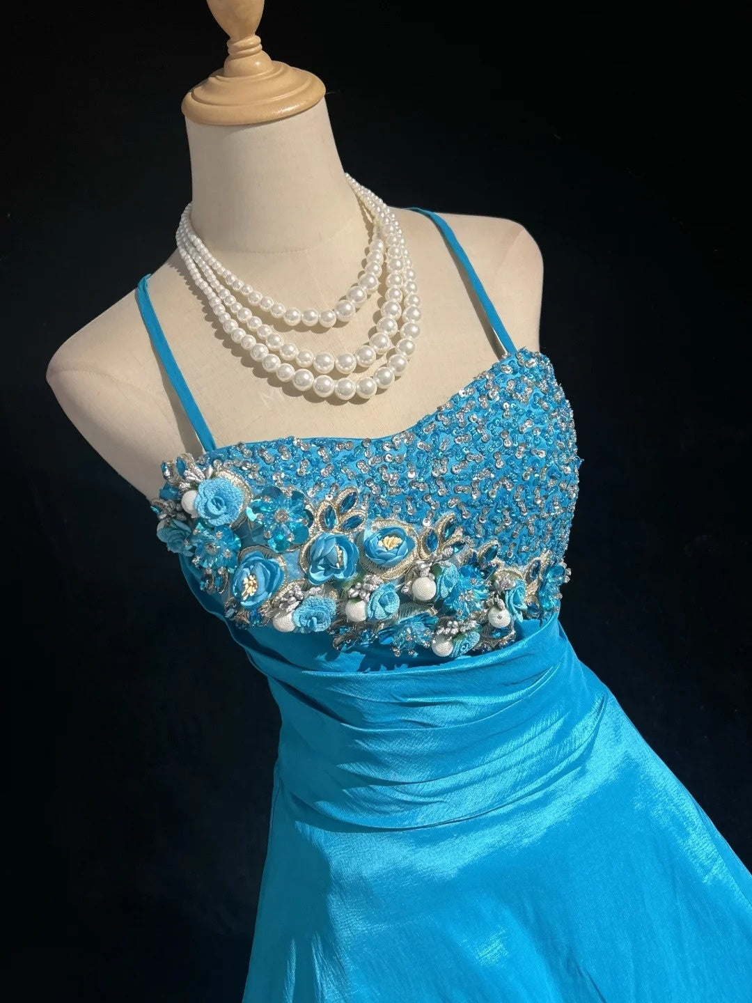 Süßes Ballkleid Spaghettiträger Blau Kurzes Mini Partykleid Cocktail Homecoming Kleider N4218
