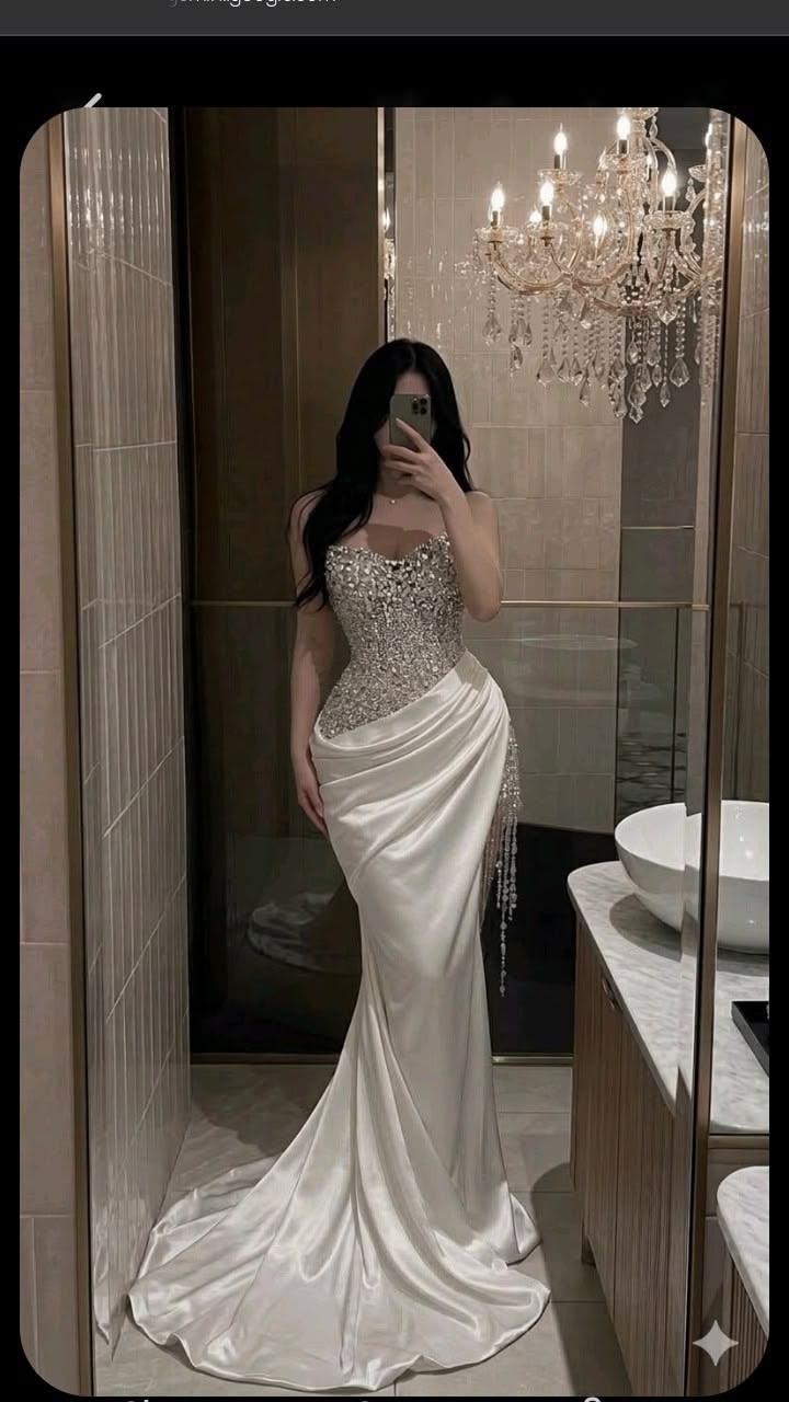 Elegant Mermaid White With Beading Long Prom Dresses Inspiration Party For Outfits Every Occasion Formal Gown RB8947