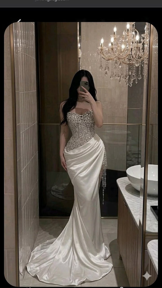 Elegant Mermaid White With Beading Long Prom Dresses Inspiration Party For Outfits Every Occasion Formal Gown RB8947