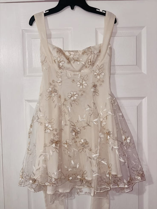 A line Floral Square Neck Homecoming Dress Mini Hoco Dress Cocktail Outfits RB9200