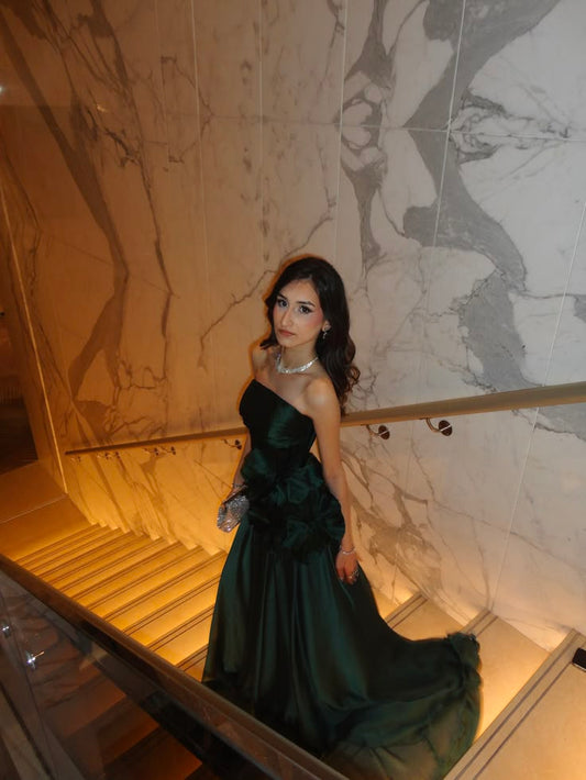 Emerald Green Prom Dress Strapless Mermaid Grad Formal Gown Long Graduation Outfits For Women RB9554