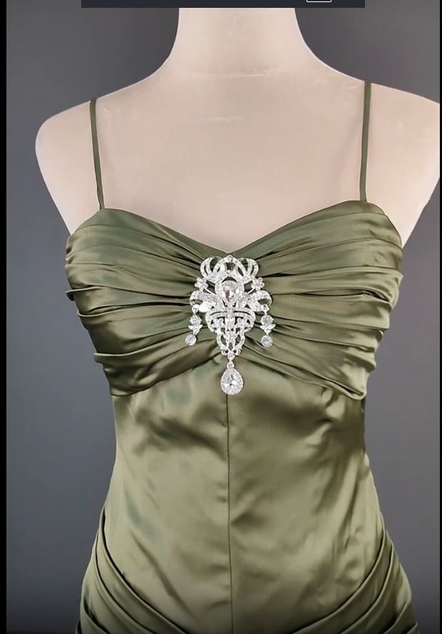 Robe de bal longue sirène élégante à fines bretelles en satin vert foncé, robe de soirée somptueuse N1782