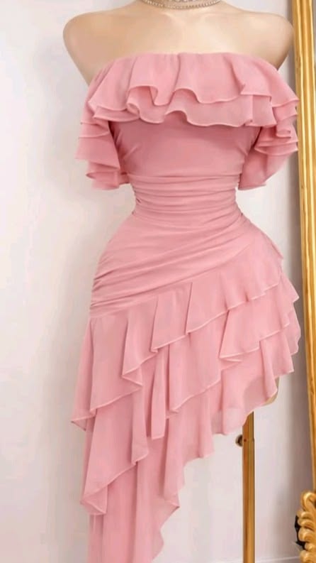 Modest Hoco Dress Homecoming Dresses Sheath Strapless Pink Chiffon 16th Birthday Party Outfits RB6401