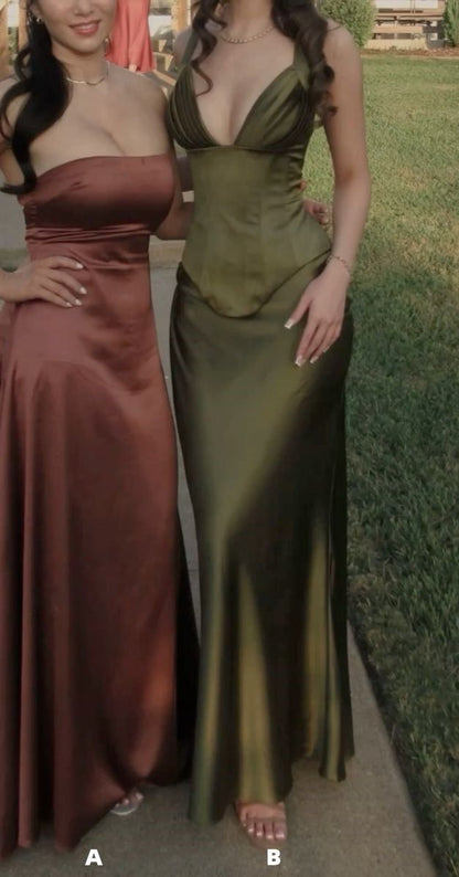 Robe de bal simple, robe de soirée en satin, robe moulante pour événement de fin d'études secondaires, robe de cérémonie N620