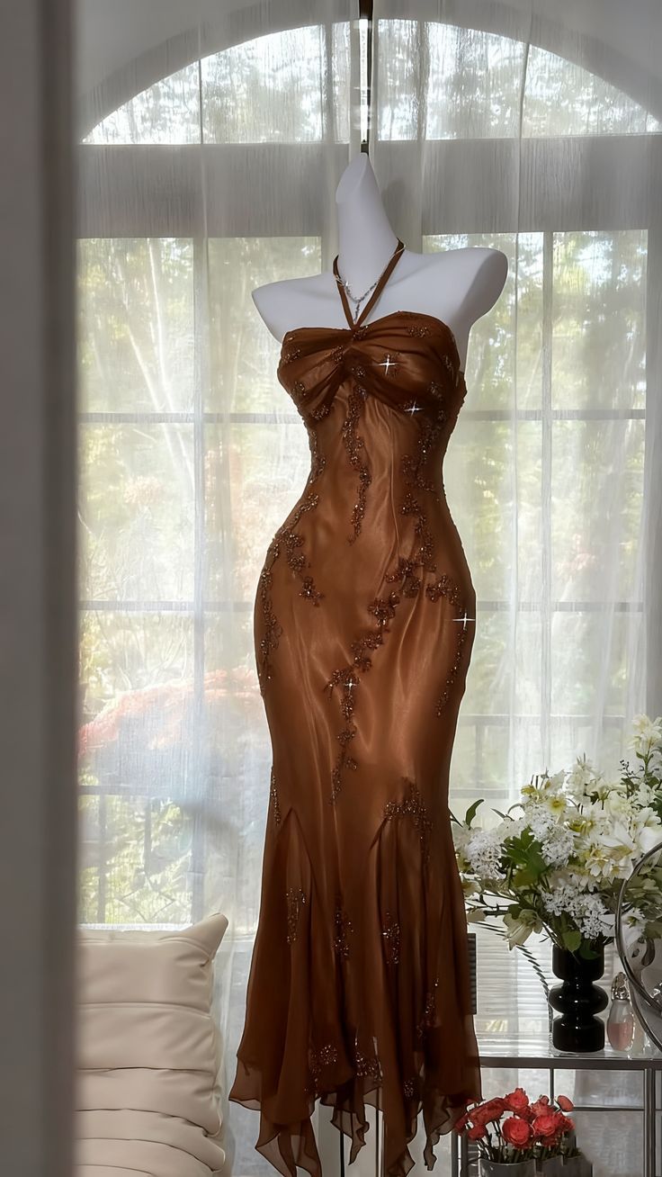 Elegantes Meerjungfrauen-Halterkleid aus dunkelgrünem Chiffon, ideal für Abschlussball, Party, 20. Geburtstag oder Abschlussfeier (Modell N1616)
