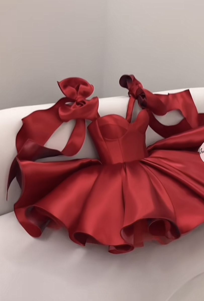 Stylisches Ballkleid mit Spaghettiträgern, rotem Satin, halb-formal für die 12. Klasse, Inspo, kurzes Mini-Heimkehrkleid RB4569