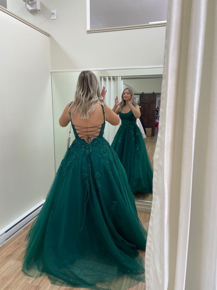 Modest Night Aesthetic Ball Gown Spaghetti Straps Dark Green College Formal Outfit Long Prom Graduation Dresses For Teens N1111