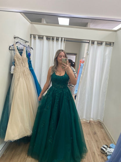 Modest Night Aesthetic Ball Gown Spaghetti Straps Dark Green College Formal Outfit Long Prom Graduation Dresses For Teens N1111