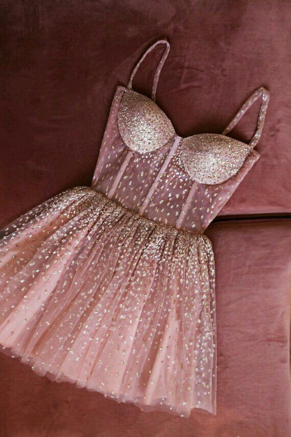 Robe de bal courte pailletée rose en trapèze à fines bretelles pour 19e anniversaire, robes de retour RB4135