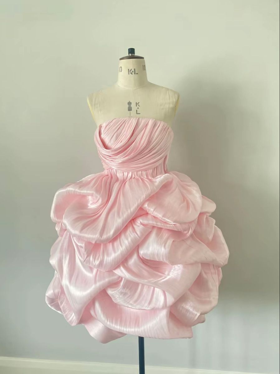 Elegantes Ballkleid Trägerlos Rosa Kurz Hoco 19. Geburtstag Kleid Homecoming Kleider RB4126